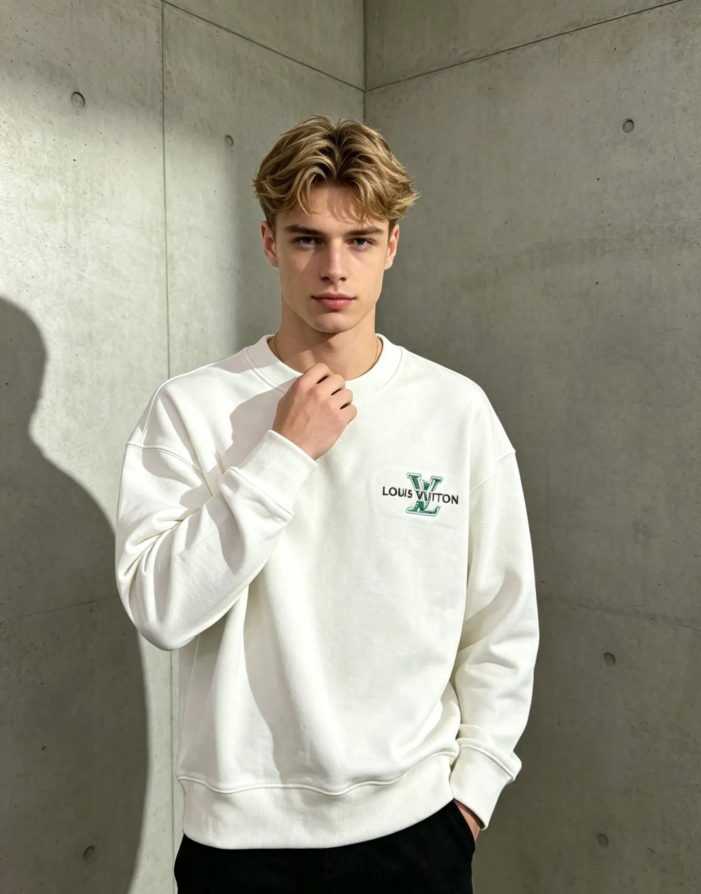 Louis Vuitton/Louis Vuitton presbyopic letter embroidered round neck sweatshirt